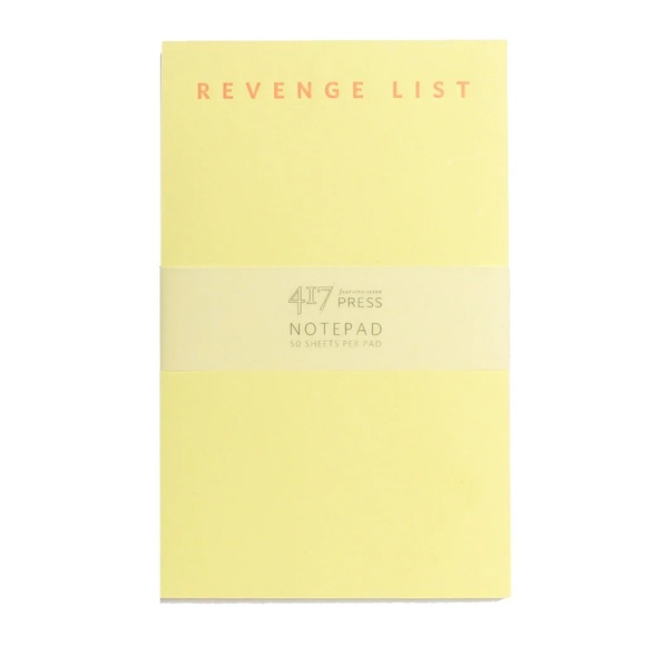 417 Press Revenge List Yellow Notepad never used home accessory notebook school - Picture 1 of 5